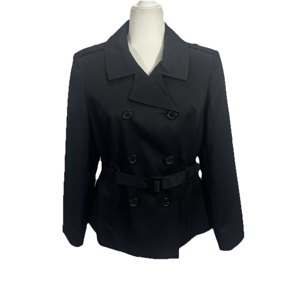 Giorgio Sant'Angelo Jackets & Blazers - Giorgio Sant' Angelo Black Lined Belted Blazer Button Classic Size 12 Petite